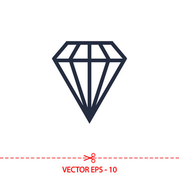 Diamond icon, vector illustration. Flat design style