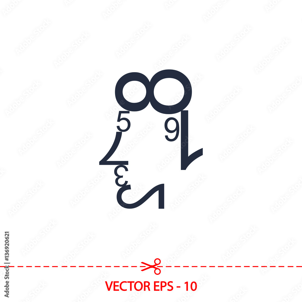 Poster human face of the data figures. human face numbers. mathematical abstraction icon, vector illustrahu