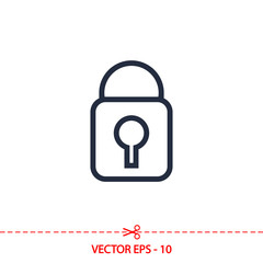 lock  icon, vector illustration. Flat design style