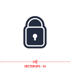 lock  icon, vector illustration. Flat design style