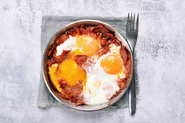 Fried eggs with bacon