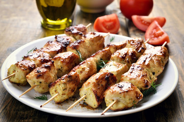 Chicken kebab on plate