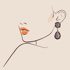Beautiful woman wearing earrings - 136921413