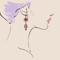 Beautiful woman wearing earrings - 136921416