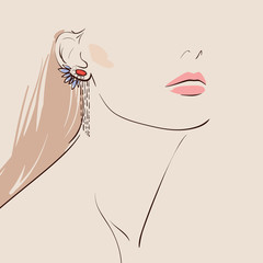 Beautiful woman wearing earrings - 136921422