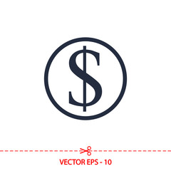 Money icon, vector illustration. Flat design style