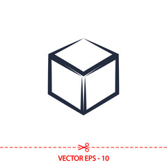 3d cube logo design icon, vector illustration. Flat design style