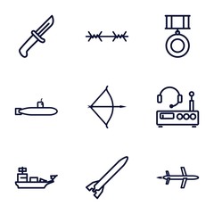 Set of 9 War outline icons