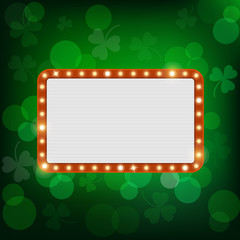 vector neon shining st. patrick's billboard in retro style