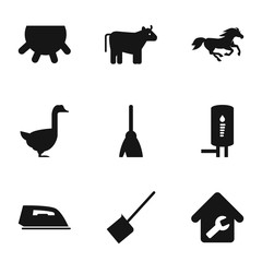 Set of 9 domestic filled icons