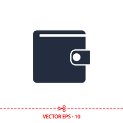 wallet icon, vector illustration. Flat design style