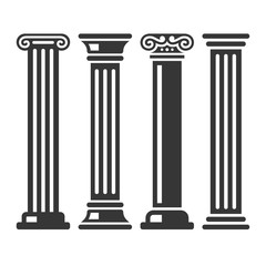 Ancient Columns Icon Set. Vector - obrazy, fototapety, plakaty