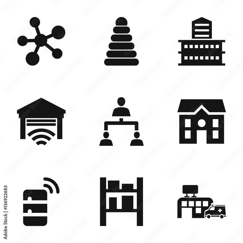 Poster set of 9 structure filled icons