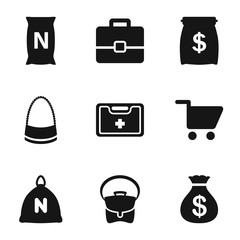 Set of 9 bag filled icons