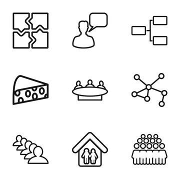 Set of 9 group outline icons
