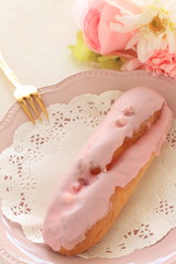 French confectionery, strawberry chocolate eclair