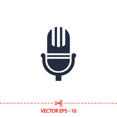 Microphone icon, vector illustration. Flat design style