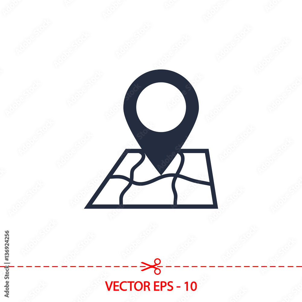 Poster map with pointer icon, vector illustration. flat design style