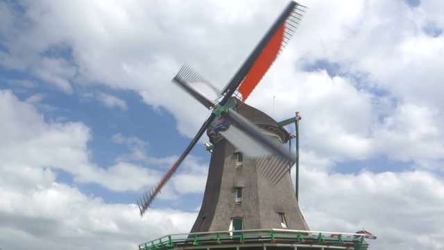 Ancient windmills at the Zaanse Schans in The Netherlands