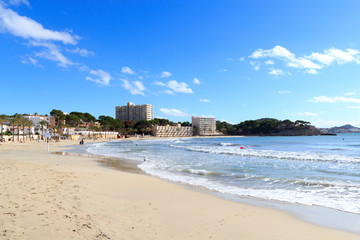Peguera beach panorama and Mediterranean Sea on Majorca, Spain