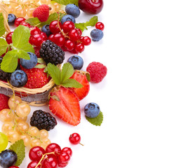 Fresh fruits with leaves.