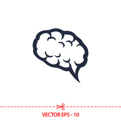 brain icon, vector illustration. Flat design style
