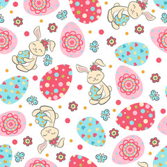 Easter seamless pattern with eggs.