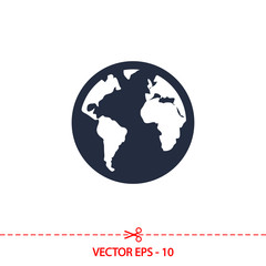 globe  icon, vector illustration. Flat design style 