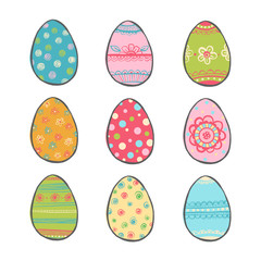 Hand drawn easter eggs set.