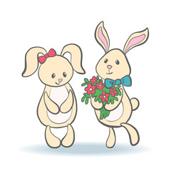 Cute lovely cartoon bunnies.