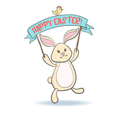 Cute Easter Bunny with eggs.