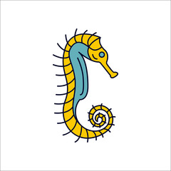 Seahorse simple flat icon on background