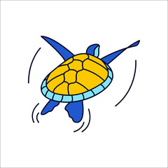 Swimming turtle simple flat icon on background