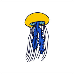 Jellyfish simple flat icon on background