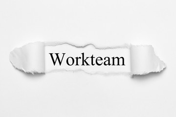 Fototapeta premium Workteam on white torn paper