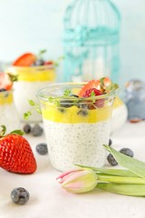No bake chia cheesecake with mango mousse