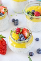 No bake chia cheesecake with mango mousse