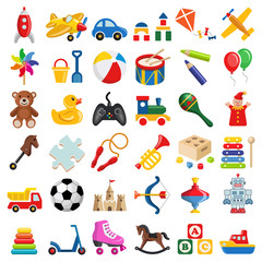 Kolekcja ikony zabawki - kolor ilustracji wektorowych - 136927866
