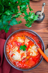 Chakhokhbili - chicken stewed with tomatoes and onions. Georgian national dish