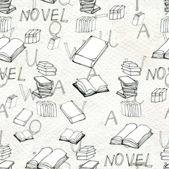 Seamless pattern with books