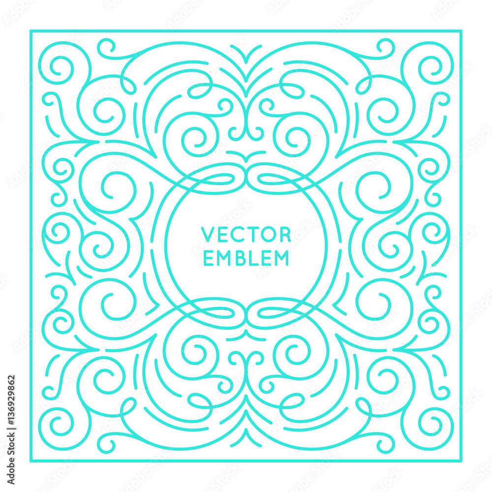 Poster Vector trendy linear frame with copy space for text