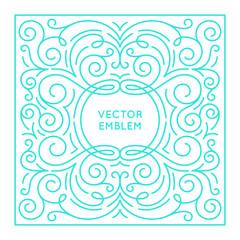 Vector trendy linear frame with copy space for text