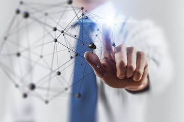 Wireless connection futuristic concept . Mixed media