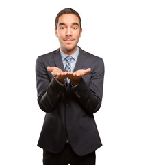 Happy young man show gesture