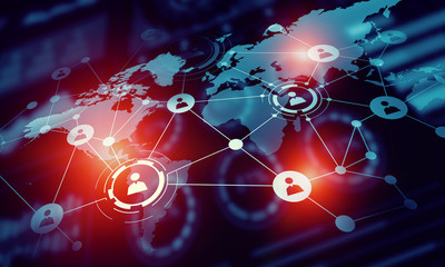 Modern connection technologies background . Mixed media