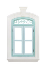 Green classic window frame isolated