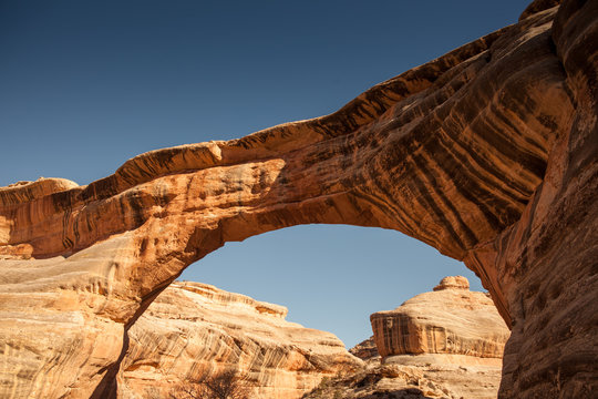 Sipapu Bridge in the Natural Bridges National Monument in winter, USA