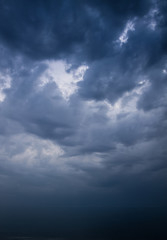 Dark stormy sky over sea