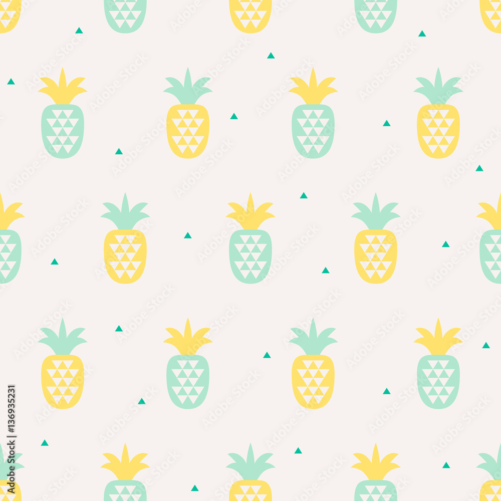 Aufkleber seamless pattern with pineapples