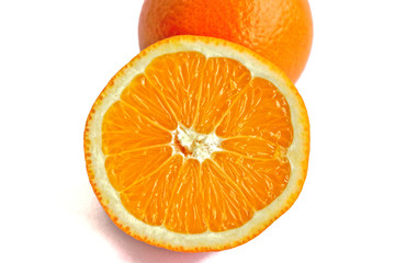 Closeup of oranges on a white background